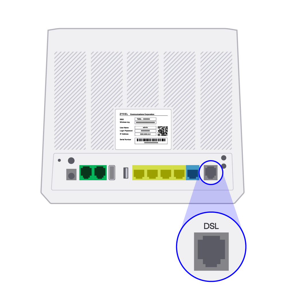 Zyxel T-50 DSL-poort