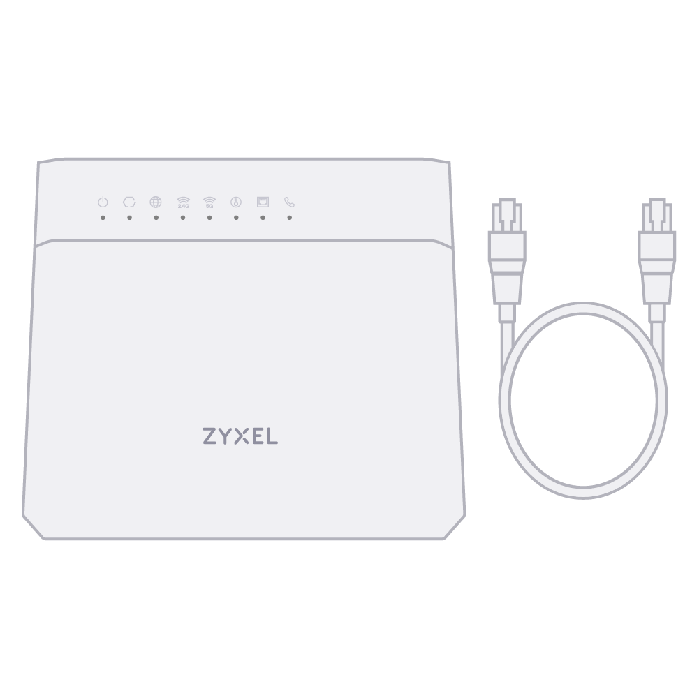 Zyxel T-50 modem en internetkabel