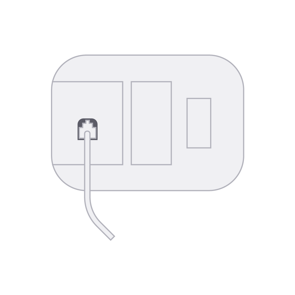 Onderkant van een vaste telefoon